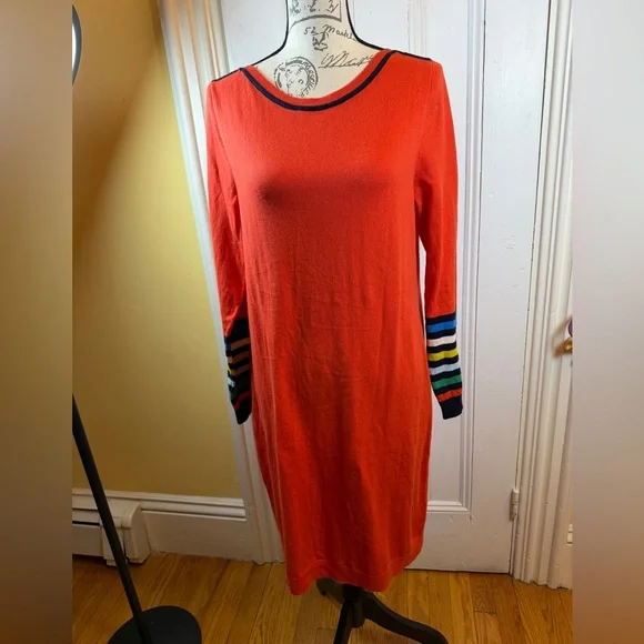Boden Orange sweater Dress with Striped Sleeves UK 16, US 12 - Picture 1 of 14